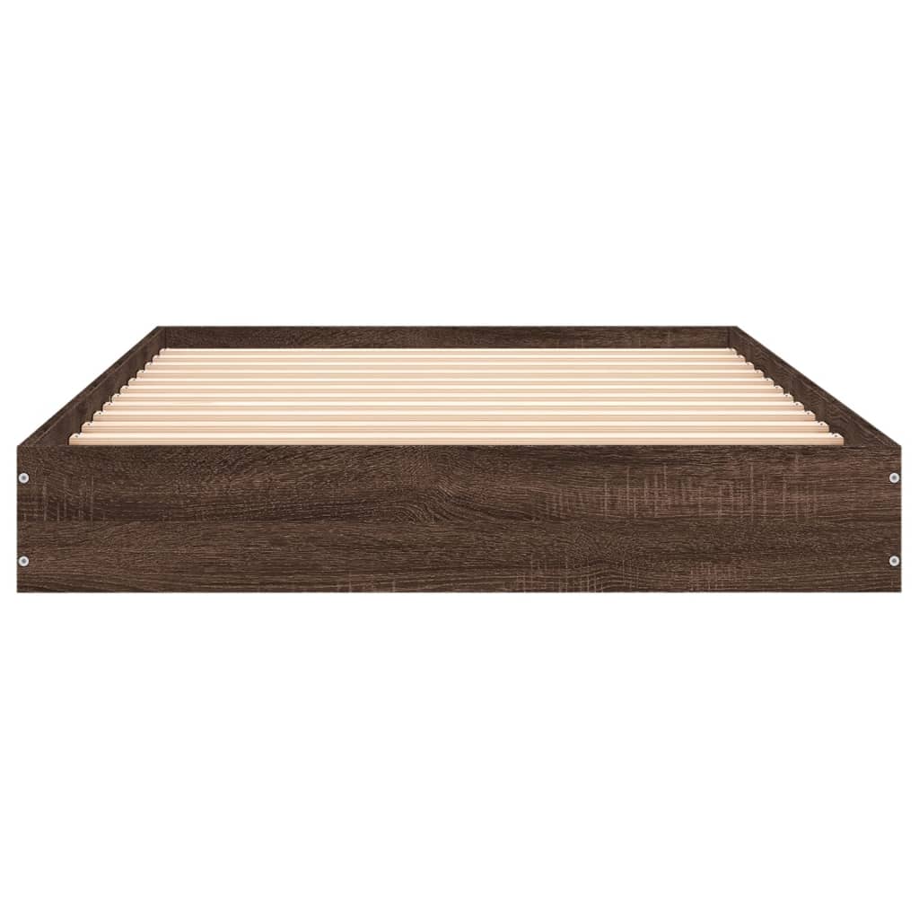 Brown Oak Engineered Wood Bed Frame 100x200 cm (No Mattress)