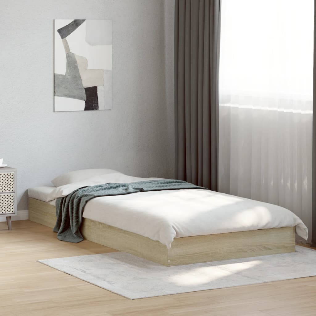 Sonoma Oak Single Bed Frame 90x190 cm - Engineered Wood