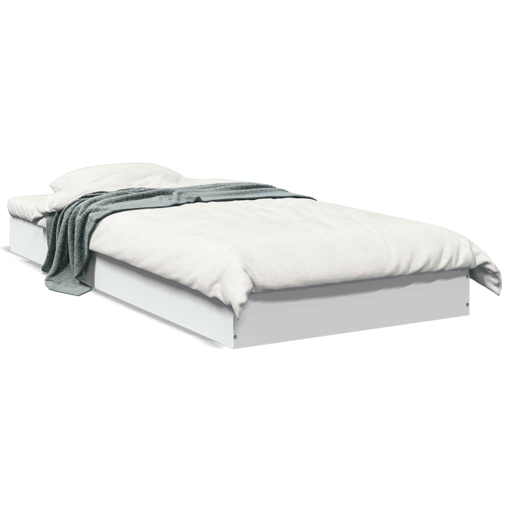 White Engineered Wood Bed Frame 75x190 cm - Small Single Size