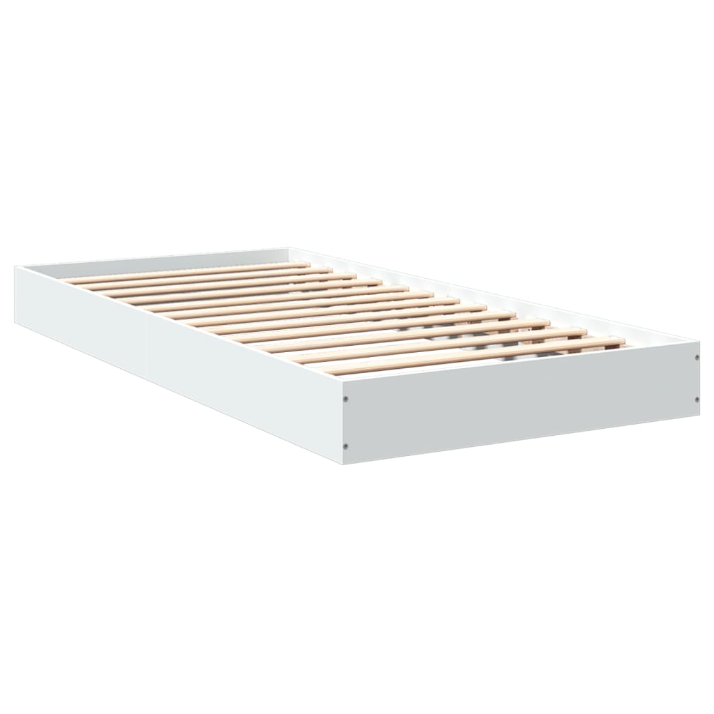 White Engineered Wood Bed Frame 75x190 cm - Small Single Size