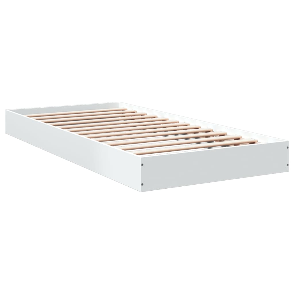 White Engineered Wood Bed Frame 75x190 cm - Small Single Size