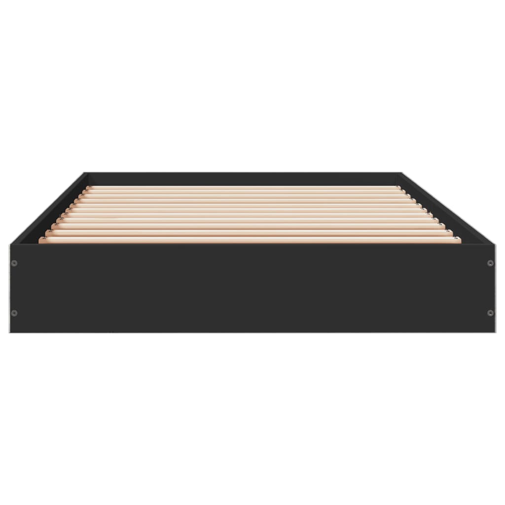 Compact Black Engineered Wood Bed Frame 75x190 cm - No Mattress