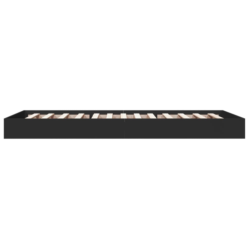 Compact Black Engineered Wood Bed Frame 75x190 cm - No Mattress