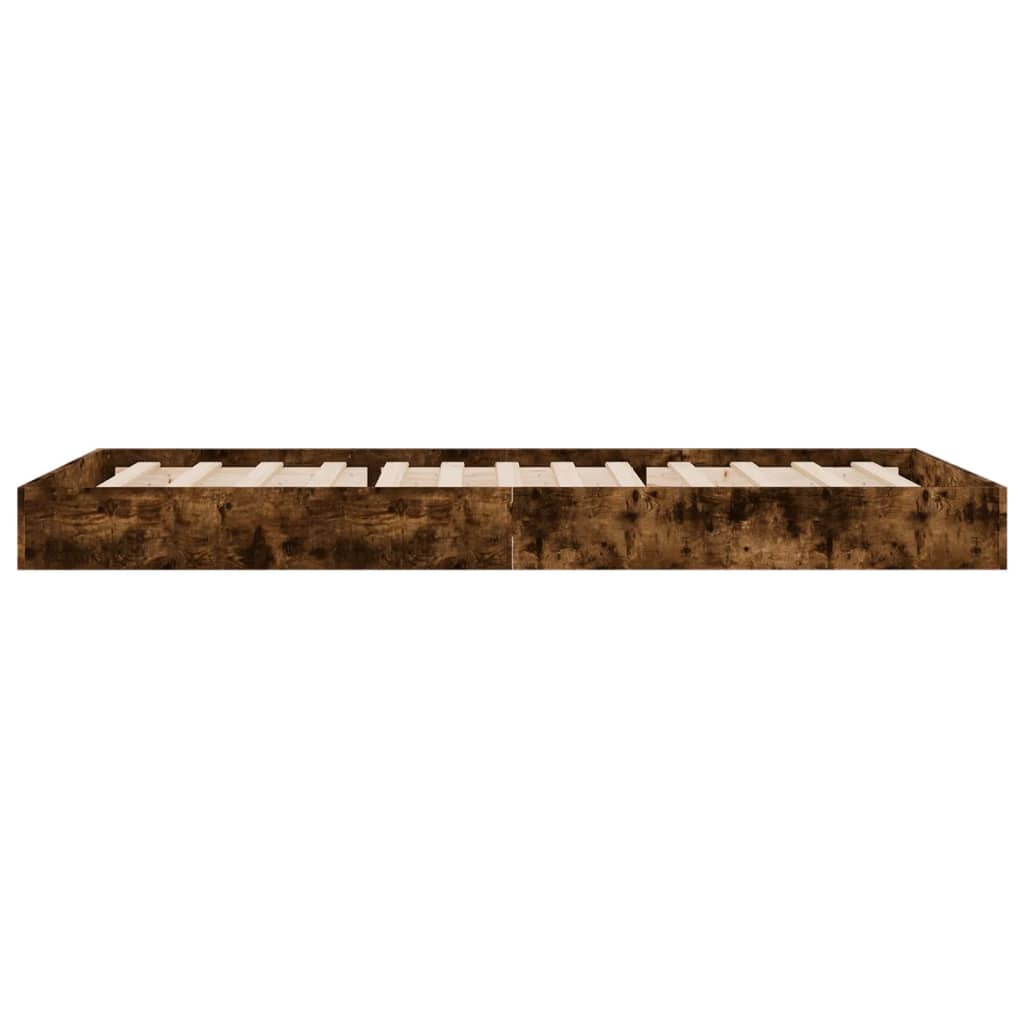 Small Single Bed Frame Smoked Oak 75x190cm Engineered Wood