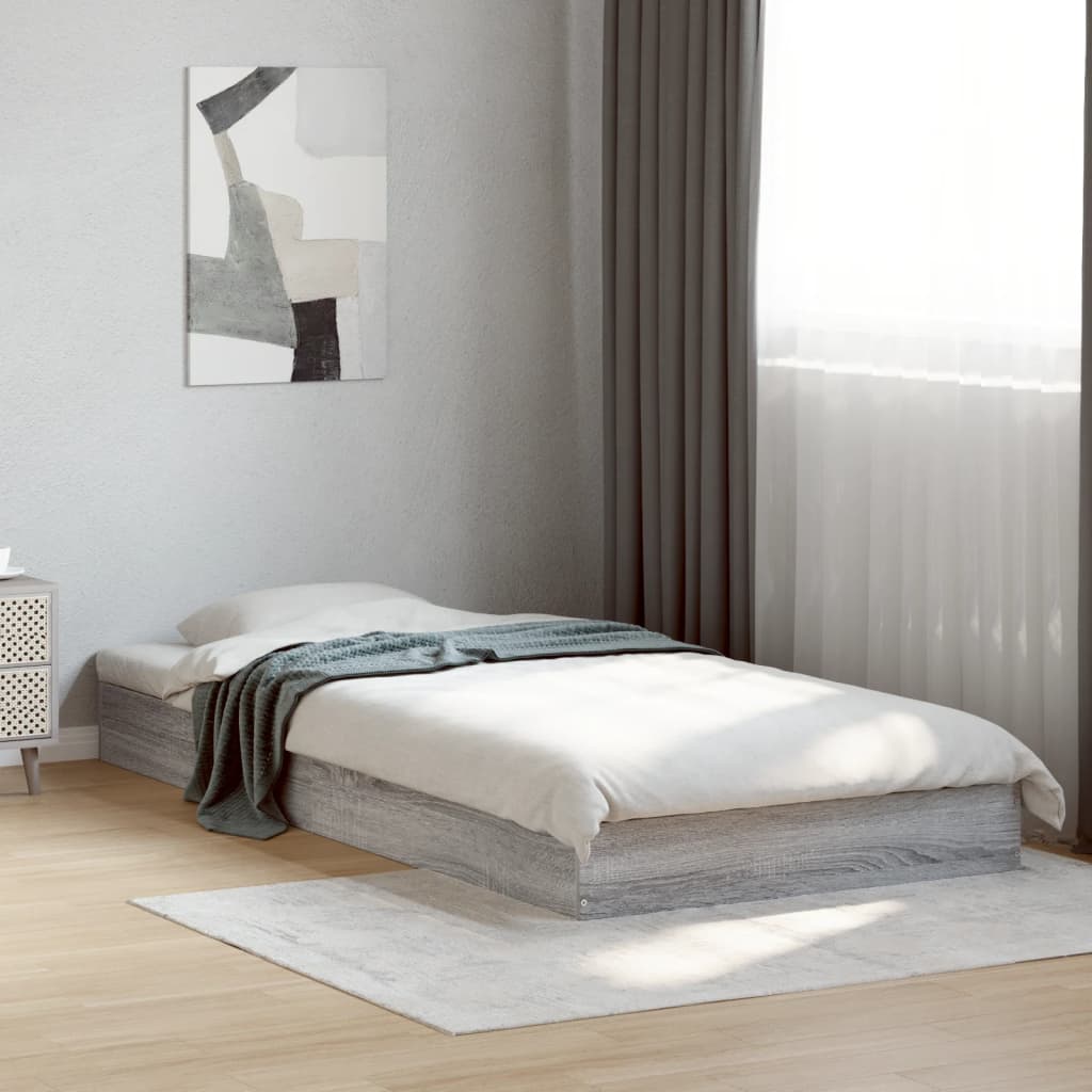 Grey Sonoma Engineered Wood Bed Frame 75x190 cm - Small Single