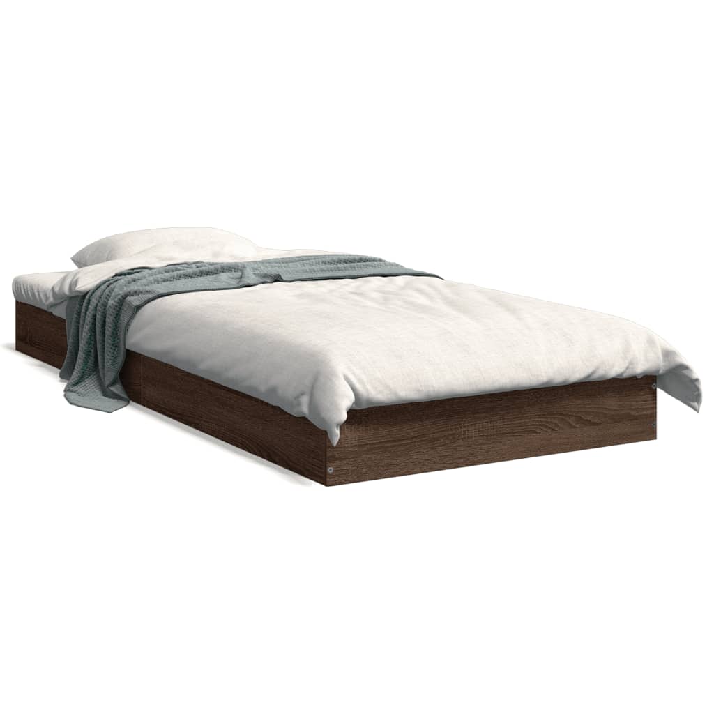 Brown Oak Small Single Bed Frame 75x190 cm - Engineered Wood