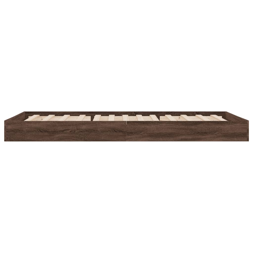 Brown Oak Small Single Bed Frame 75x190 cm - Engineered Wood