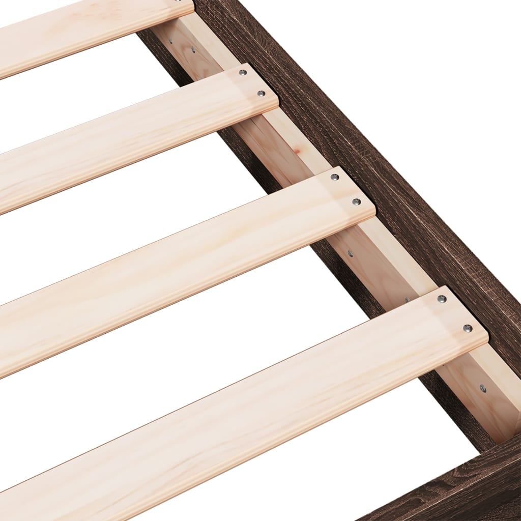 Brown Oak Small Single Bed Frame 75x190 cm - Engineered Wood