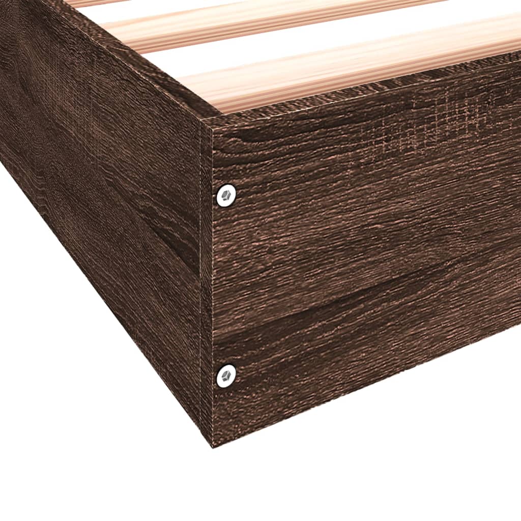 Brown Oak Small Single Bed Frame 75x190 cm - Engineered Wood