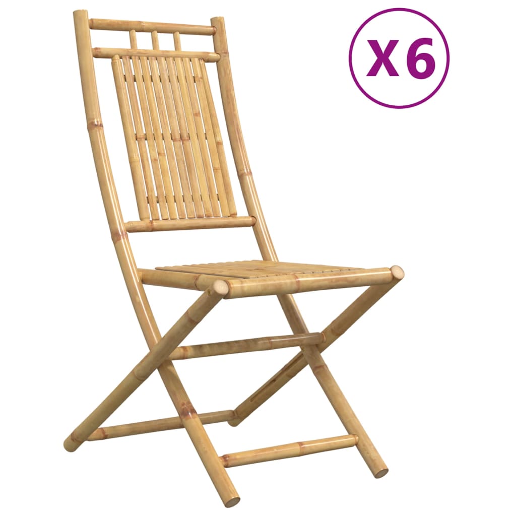 6-Piece Bamboo Folding Garden Chairs Set, 46x66x99 cm