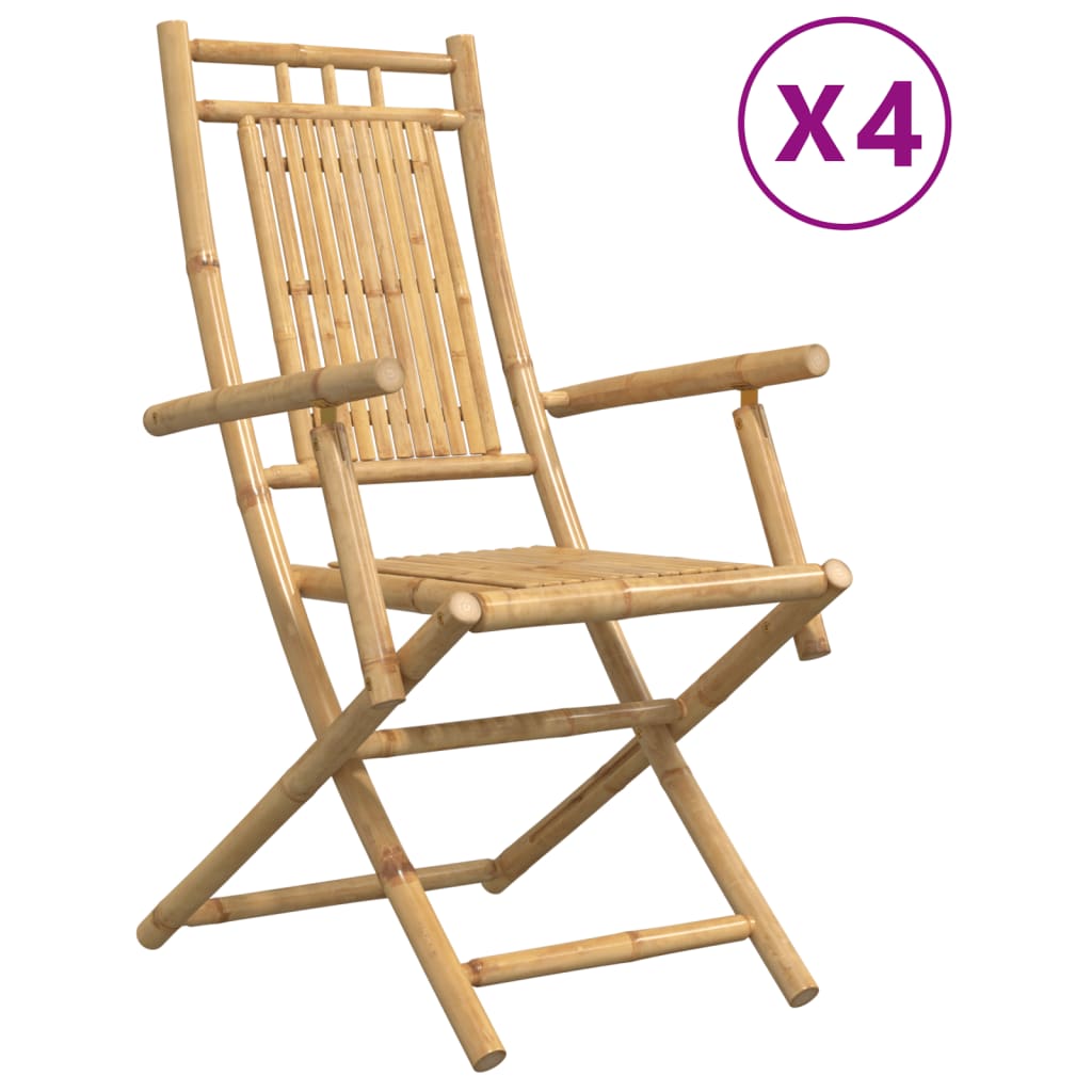 Eco-Friendly Bamboo Folding Garden Chairs Set of 4 - 53x66x99 cm