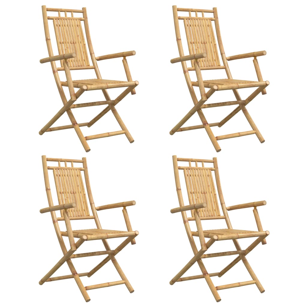 Eco-Friendly Bamboo Folding Garden Chairs Set of 4 - 53x66x99 cm