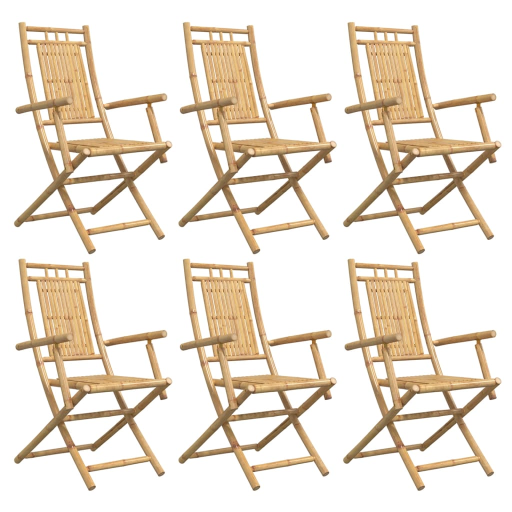 Set of 6 Bamboo Folding Garden Chairs - 53x66x99 cm, Natural Elegance
