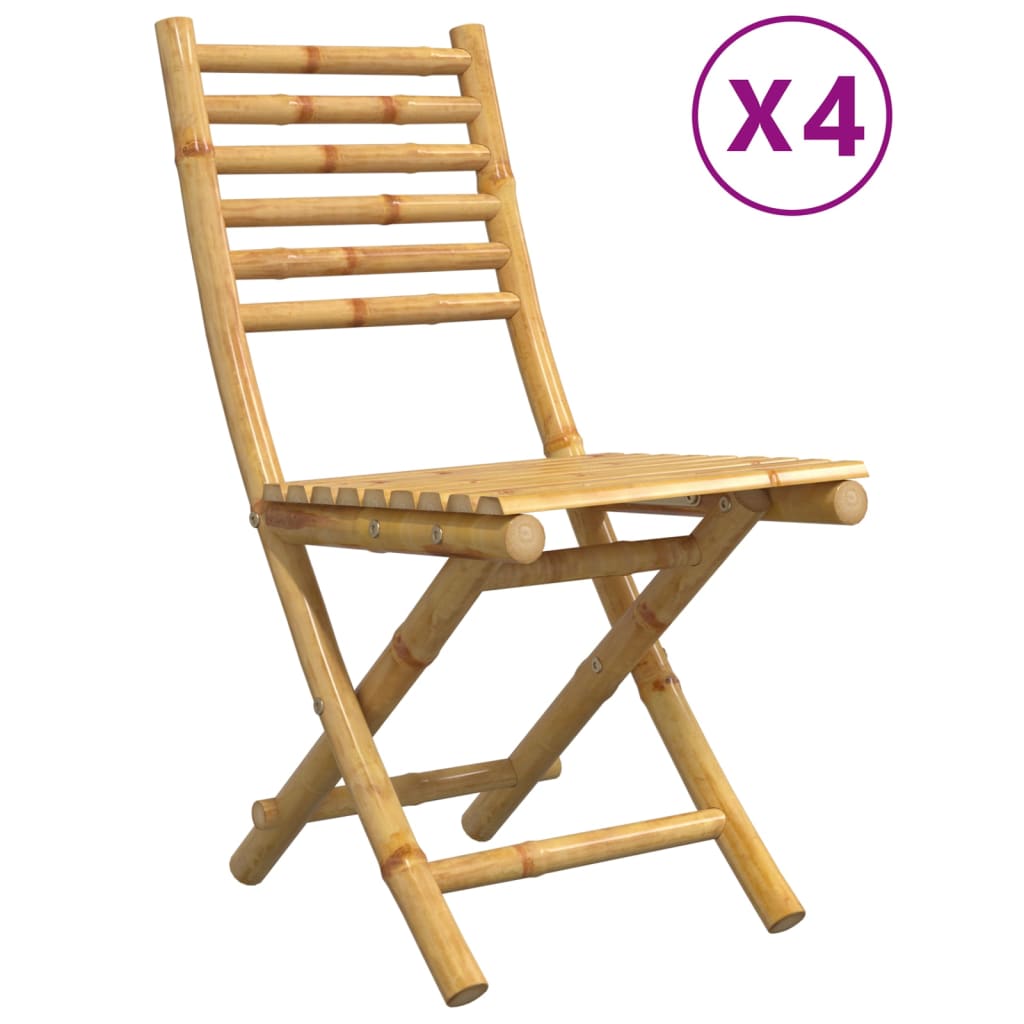 Bamboo Folding Garden Chairs Set of 4 - 43x54x88 cm