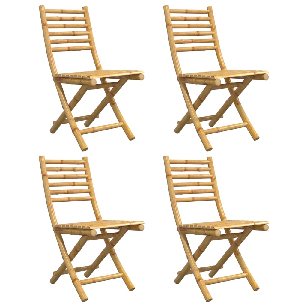 Bamboo Folding Garden Chairs Set of 4 - 43x54x88 cm