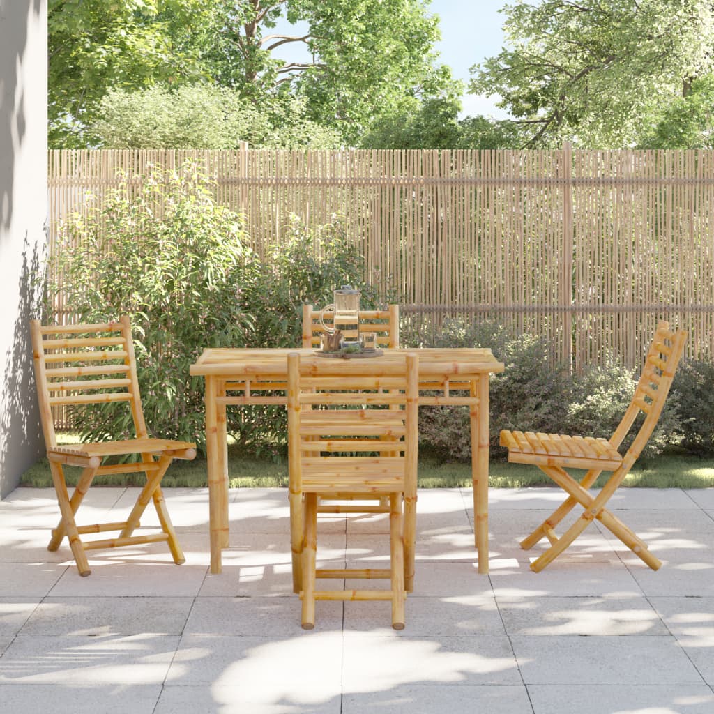 Bamboo Folding Garden Chairs Set of 4 - 43x54x88 cm
