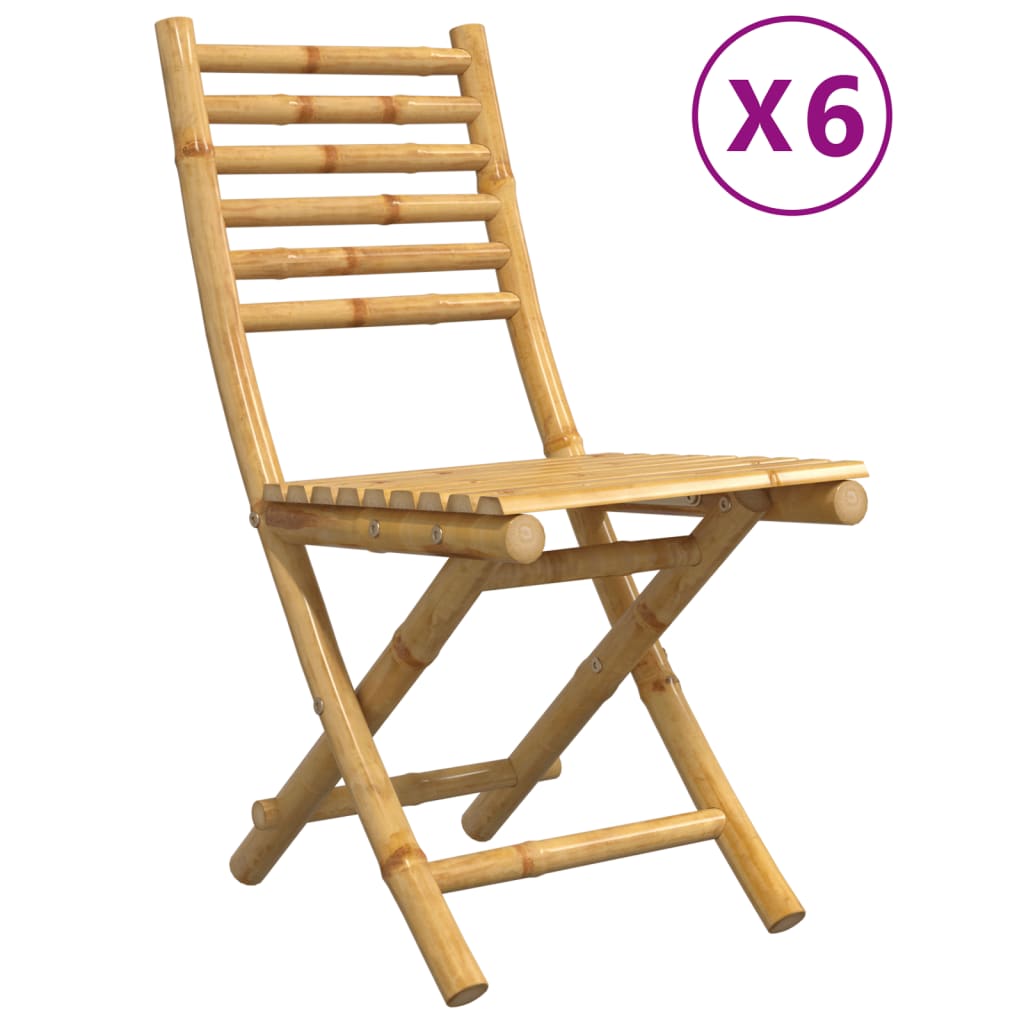 6-Piece Bamboo Folding Garden Chairs Set, 43x54x88 cm