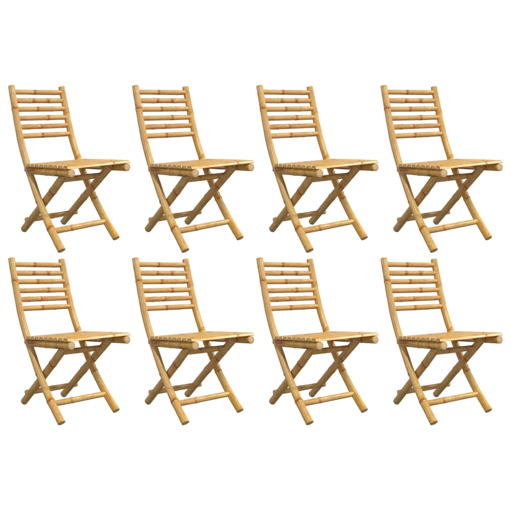 8-Piece Bamboo Folding Garden Chairs Set - 43x54x88 cm