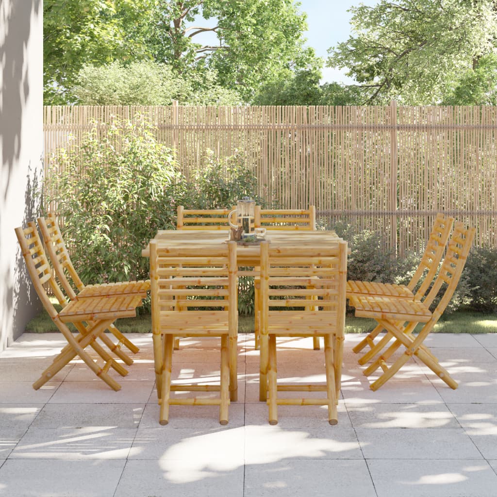 8-Piece Bamboo Folding Garden Chairs Set - 43x54x88 cm
