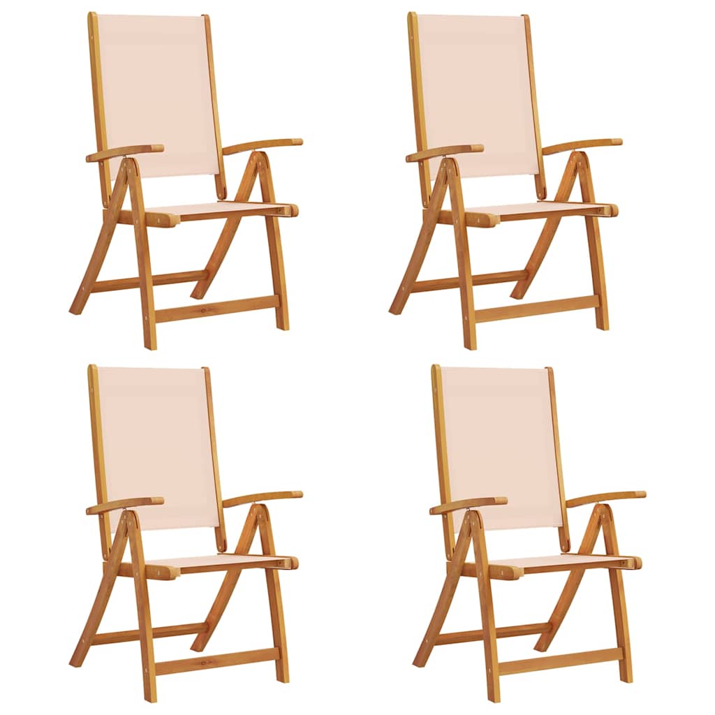 4-Piece Folding Garden Chairs - Solid Acacia Wood & Textilene