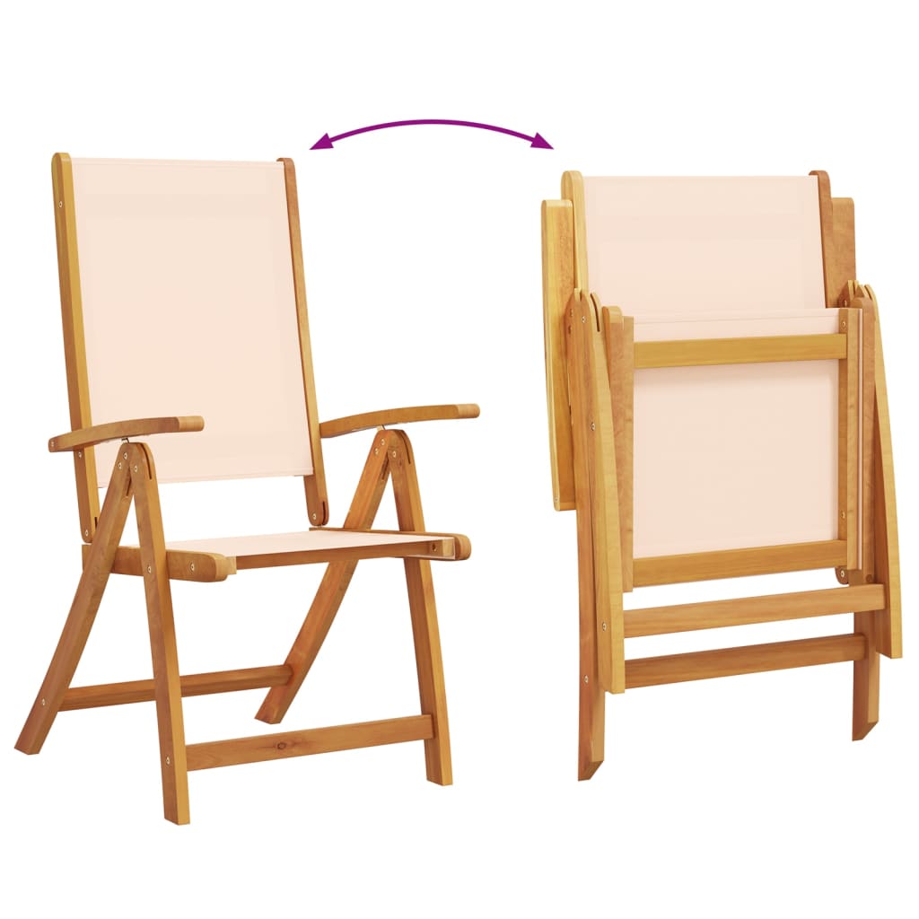 6-Piece Acacia Wood & Textilene Folding Garden Chairs Set