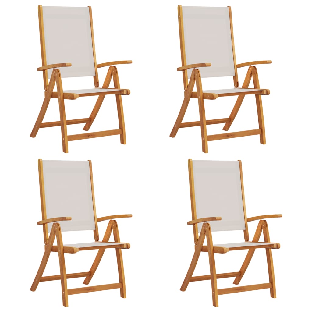 4-Piece Acacia Wood & Textilene Folding Garden Chairs Set