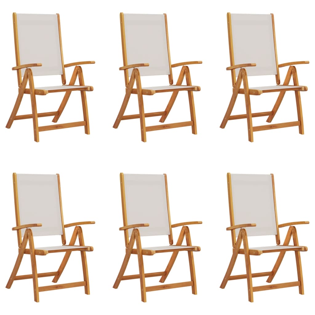 6-Piece Folding Garden Chairs - Solid Acacia Wood & Textilene