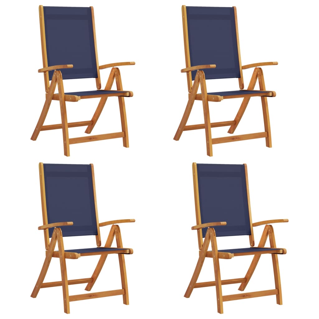 4-Piece Solid Acacia & Textilene Folding Garden Chairs Set