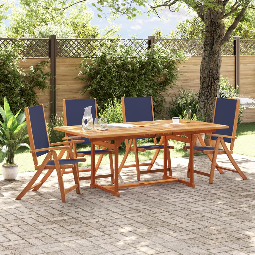 4-Piece Solid Acacia & Textilene Folding Garden Chairs Set