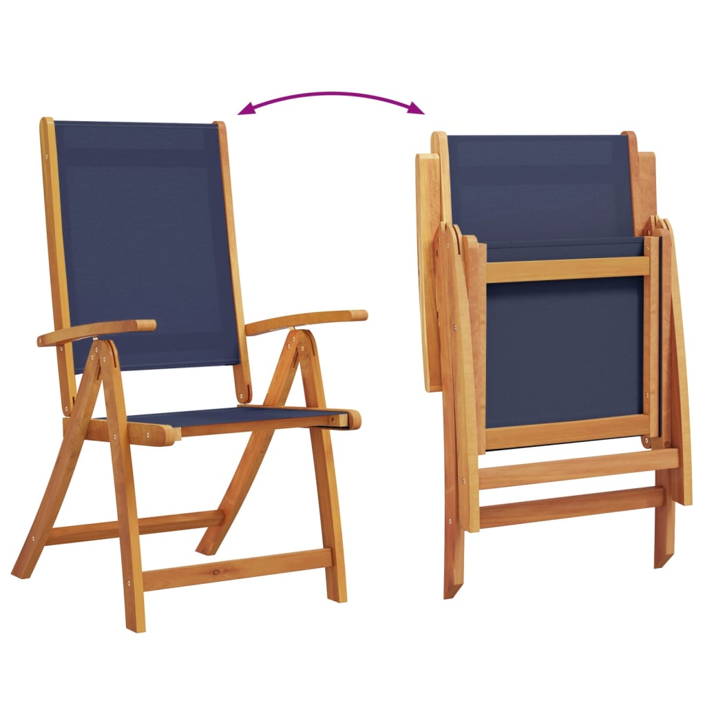 6-Piece Acacia Wood & Textilene Folding Garden Chairs Set