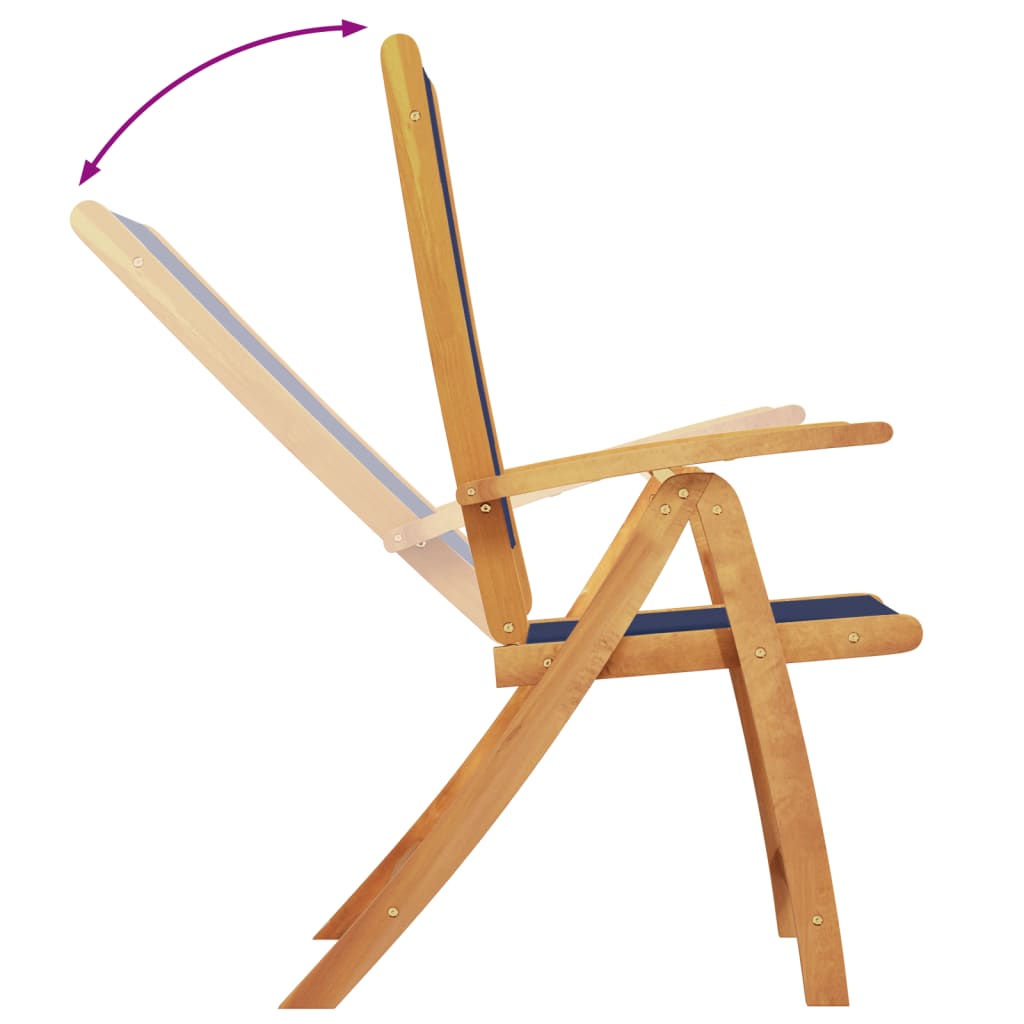 8pc Acacia & Textilene Folding Garden Chairs - Solid Wood Design