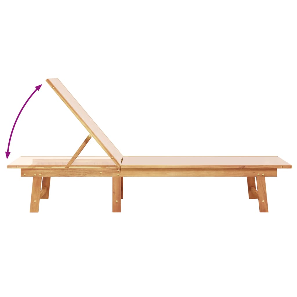 Cream Wooden Sun Loungers Set of 2 - Acacia & Textilene Comfort