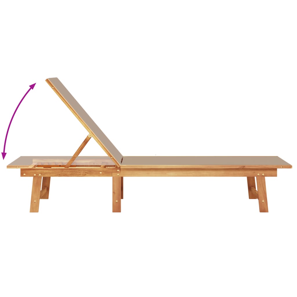 Taupe Acacia & Textilene Sun Loungers Set of 2 - Solid Wood Comfort