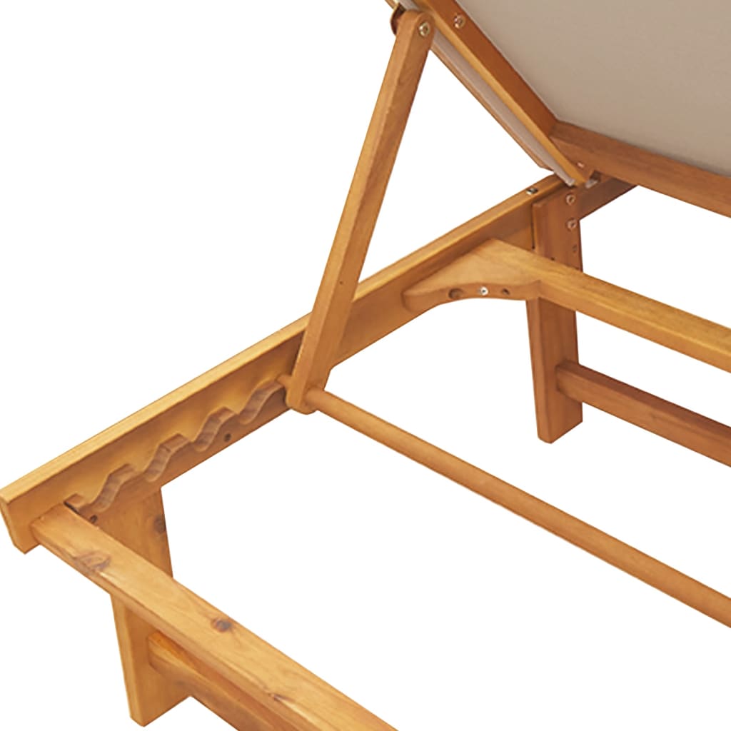 Taupe Acacia Wood & Textilene Sun Loungers Set with Table - 2 PCS