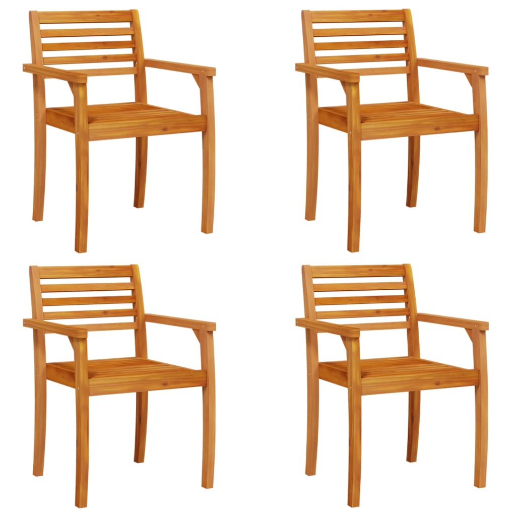 Solid Acacia Wood Garden Chairs 4-Piece Set (59x55x85 cm)