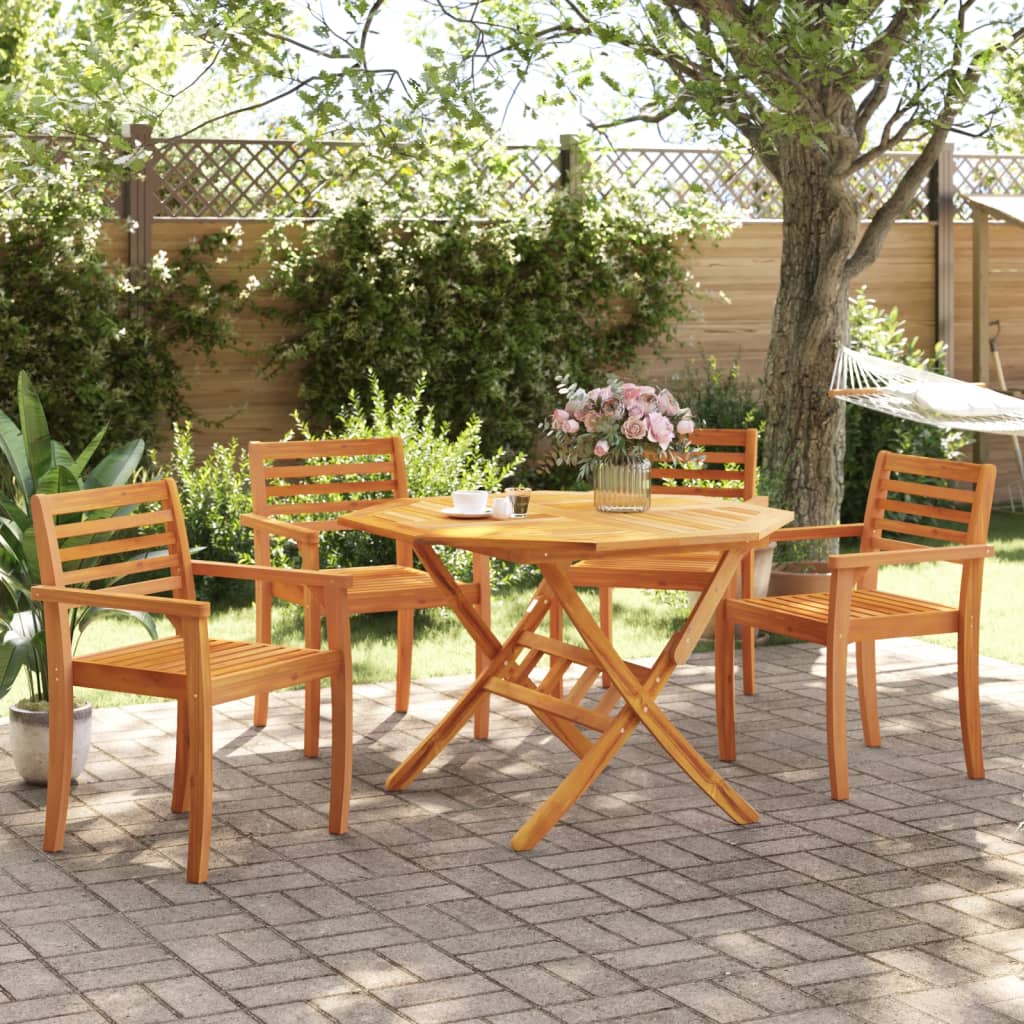 Solid Acacia Wood Garden Chairs 4-Piece Set (59x55x85 cm)