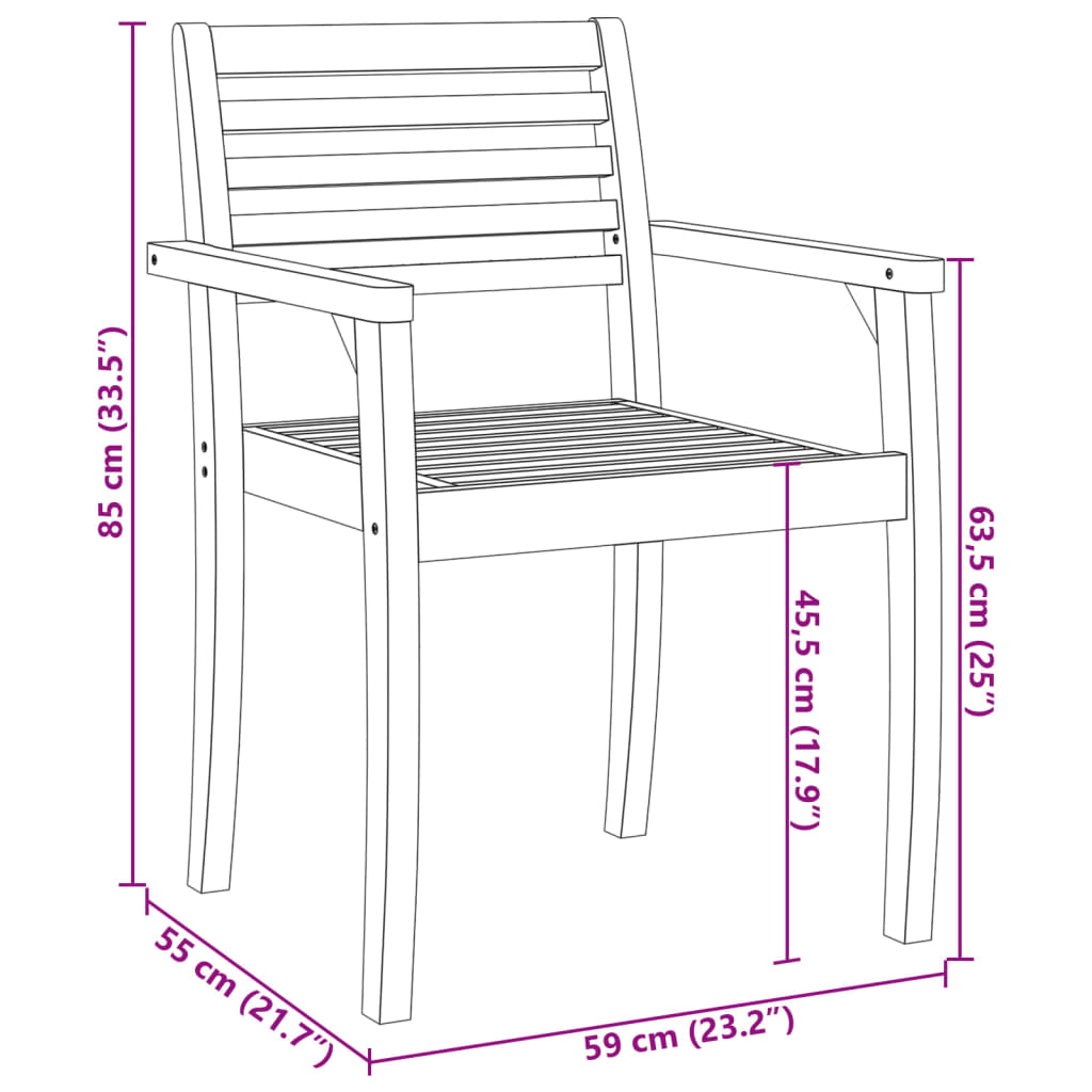 6-Piece Solid Acacia Wood Garden Chairs 59x55x85 cm