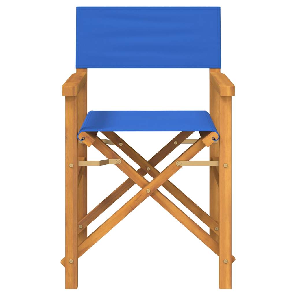 Teak Folding Director's Chair - Solid Wood, Blue Finish