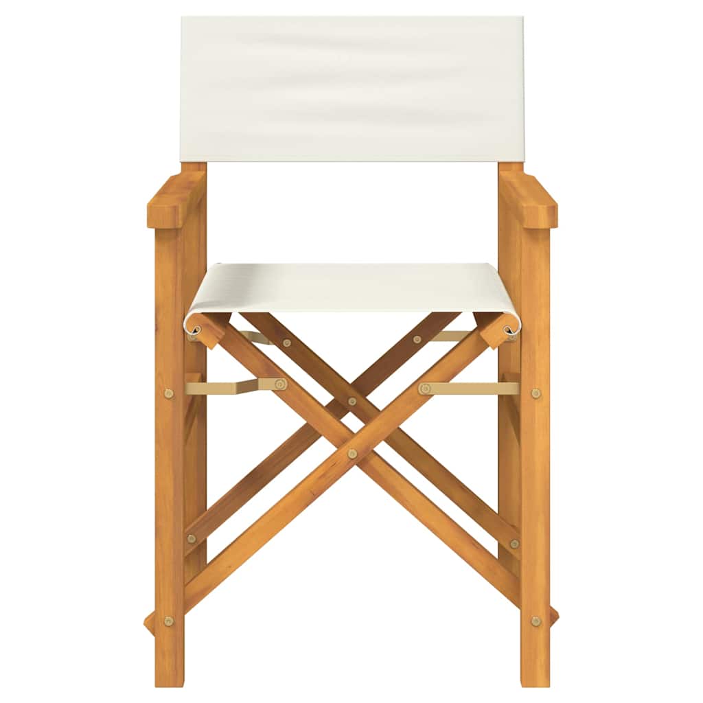Cream Folding Director's Chairs Set of 2 - Solid Teak Wood