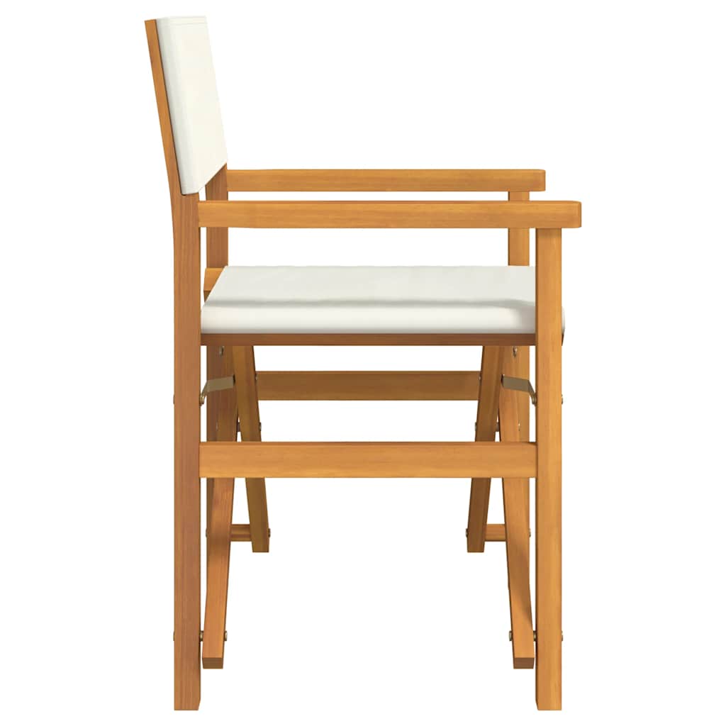 Cream Folding Director's Chairs Set of 2 - Solid Teak Wood