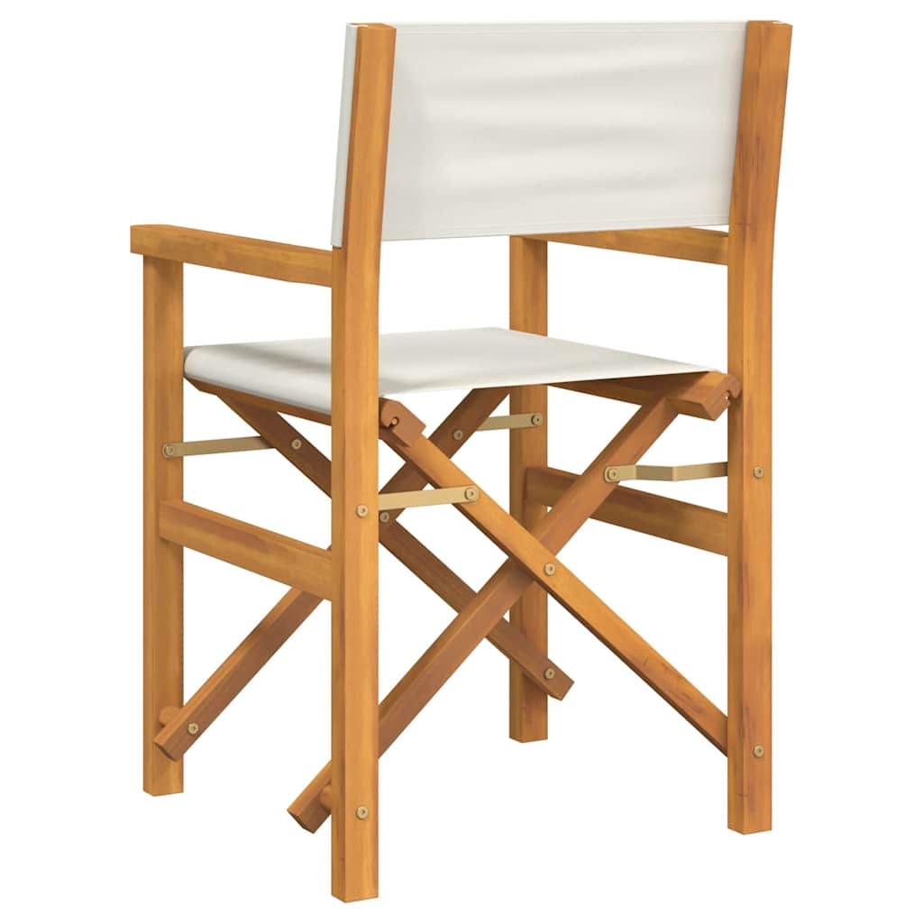 Cream Folding Director's Chairs Set of 2 - Solid Teak Wood