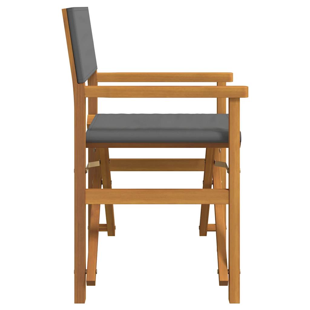 2-Piece Grey Teak Director's Chairs - Foldable Solid Wood Design