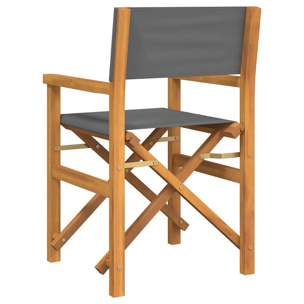 2-Piece Grey Teak Director's Chairs - Foldable Solid Wood Design