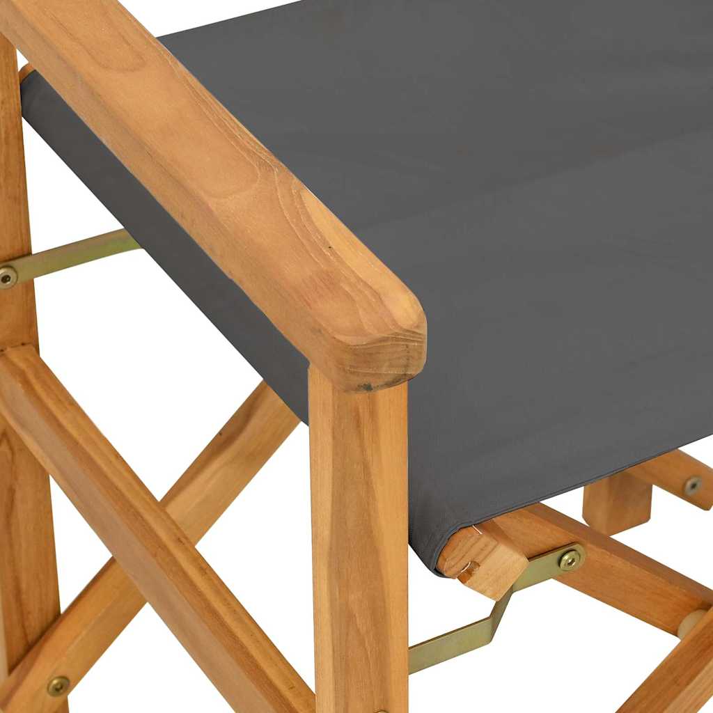 2-Piece Grey Teak Director's Chairs - Foldable Solid Wood Design