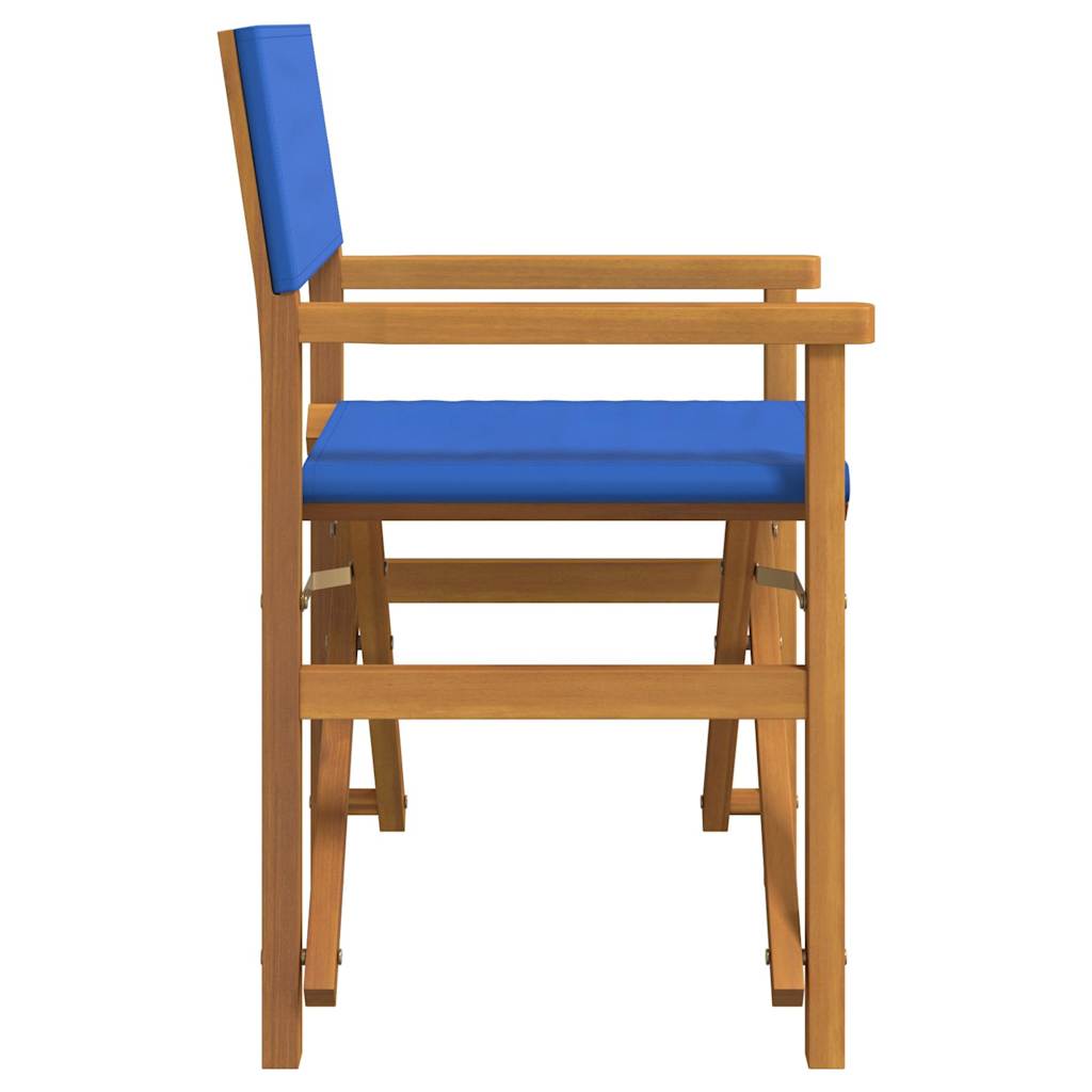 Blue Teak Folding Director's Chairs, Set of 2 - Solid Wood