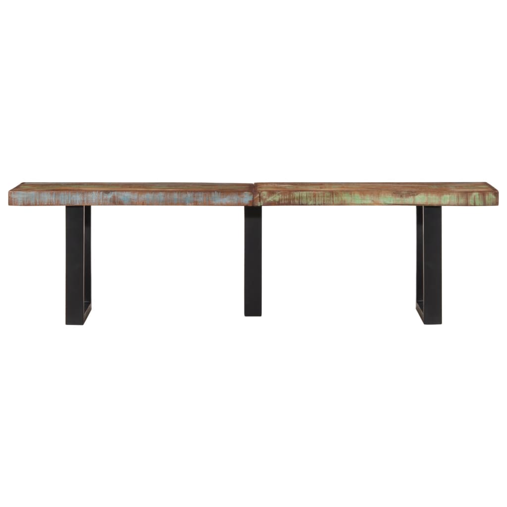 Solid Wood & Steel Bench - 160 cm Reclaimed Style