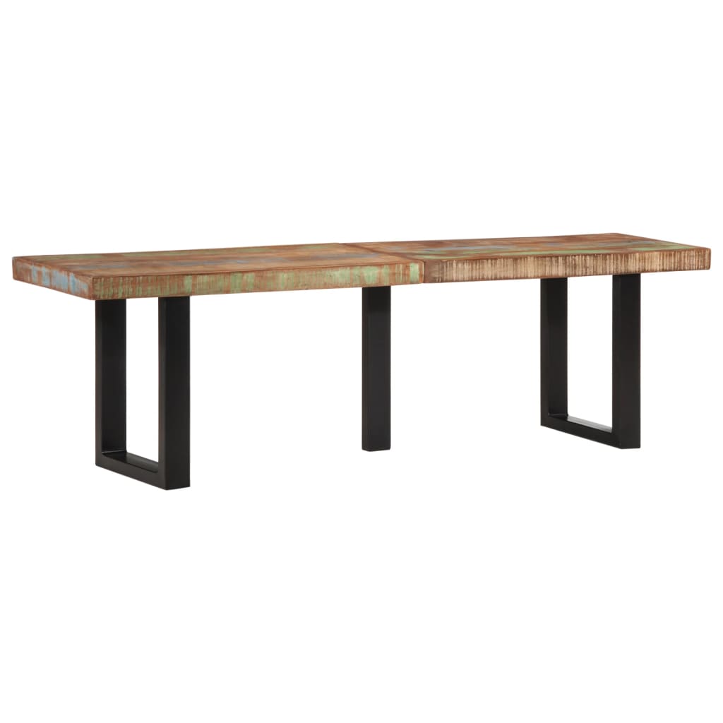Solid Wood & Steel Bench - 160 cm Reclaimed Style