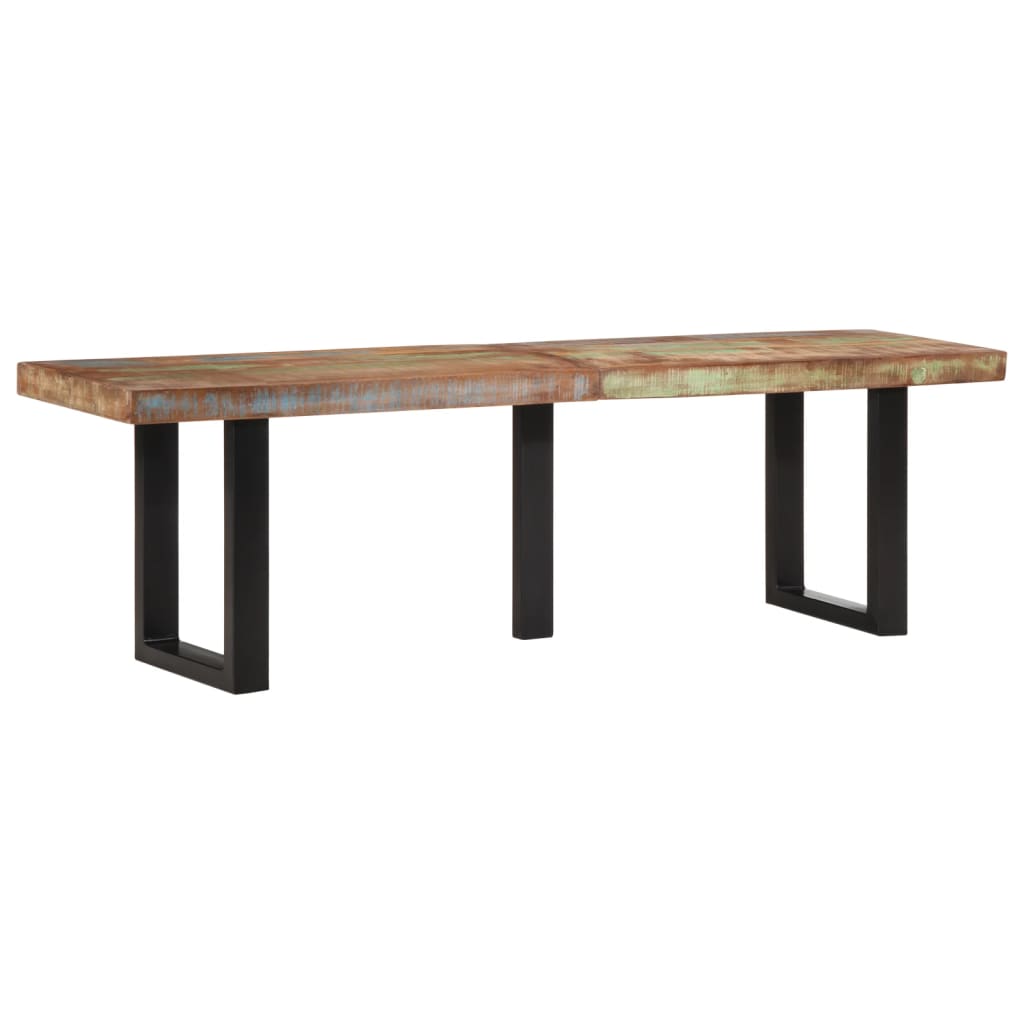 Solid Wood & Steel Bench - 160 cm Reclaimed Style
