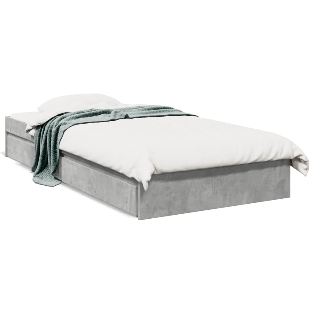 Bed Frame with Drawers without Mattress Concrete Grey 100x200 cm