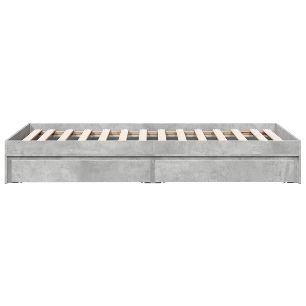Bed Frame with Drawers without Mattress Concrete Grey 100x200 cm